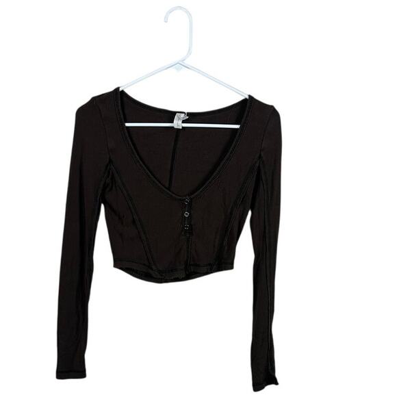 Urban Outfitters Out from Under Brown Long Sleeve Cropped Top size S - Picture 1 of 8